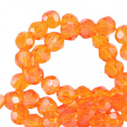 Top Facet kralen 4mm rond Warm comfort orange-pearl shine coating
